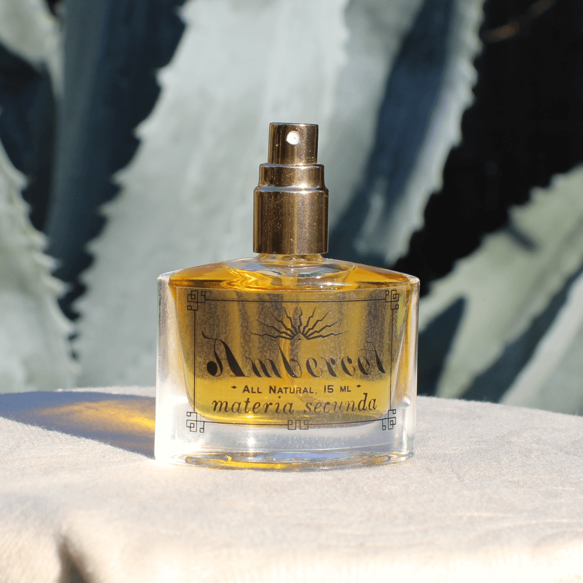 A bottle of ambercot perfume